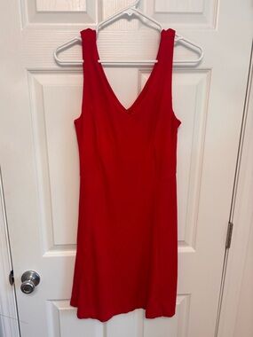 Donna Ricco Red V-Neck Midi Dress